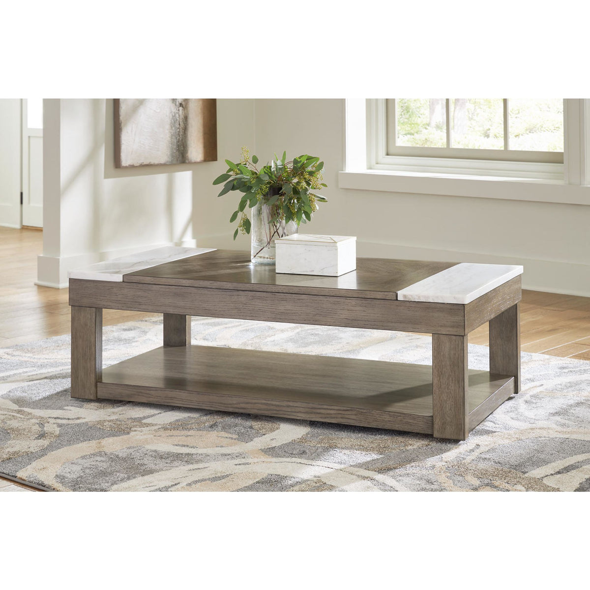 Loyaska Coffee Table - Grayish Brown/White | Arctic Home Furnishings